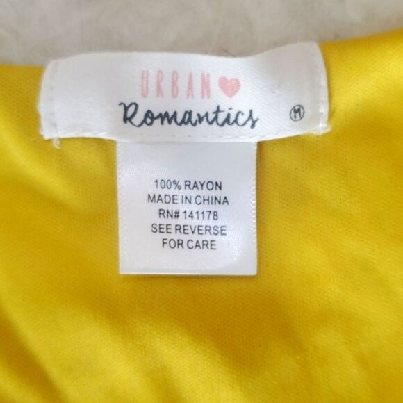 Urban Romantics Goldenrod Floral Print Plunge Neck Elastic Waist Spring Dress - Picture 15 of 15